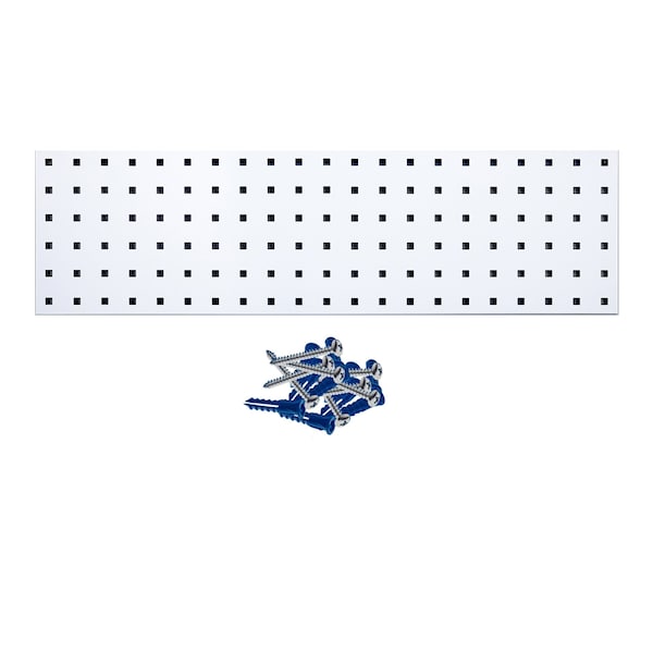 Triton Products (1) 31.5 In. W x 9 In. H White Epoxy 18-Gauge Steel Square Hole Pegboard Strip LBS-2W - main